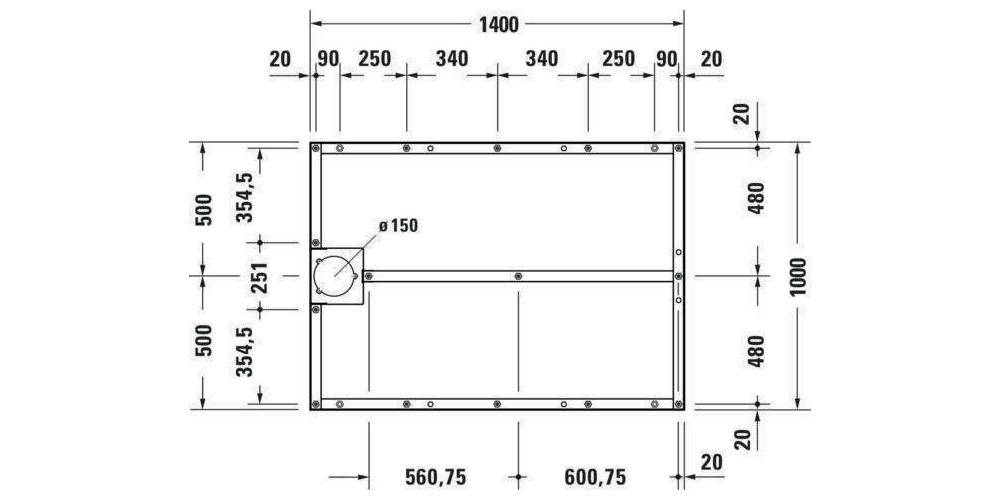 Duravit Fußgestell für Duschwanne 1400x1000mm 1400 x 1000 mm