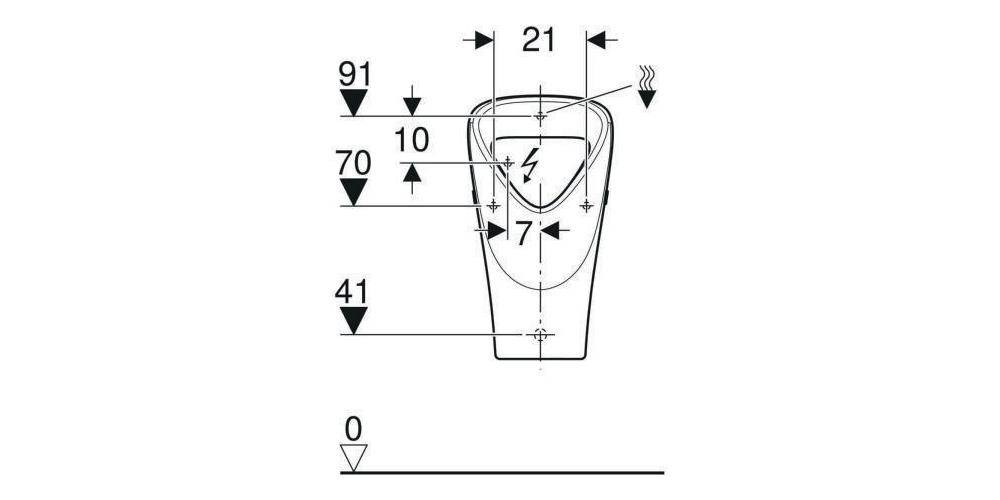 Geberit Urinal RENOVA trigonal Zul v hint Ab nach hinten weiß