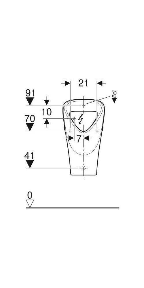 Geberit Urinal RENOVA trigonal Zul v hint Ab nach hinten weiß