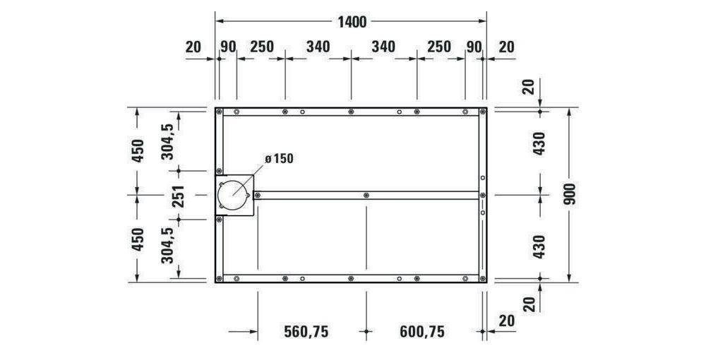 Duravit Fußgestell für Duschwanne 1400x900mm 1400 x 900 mm