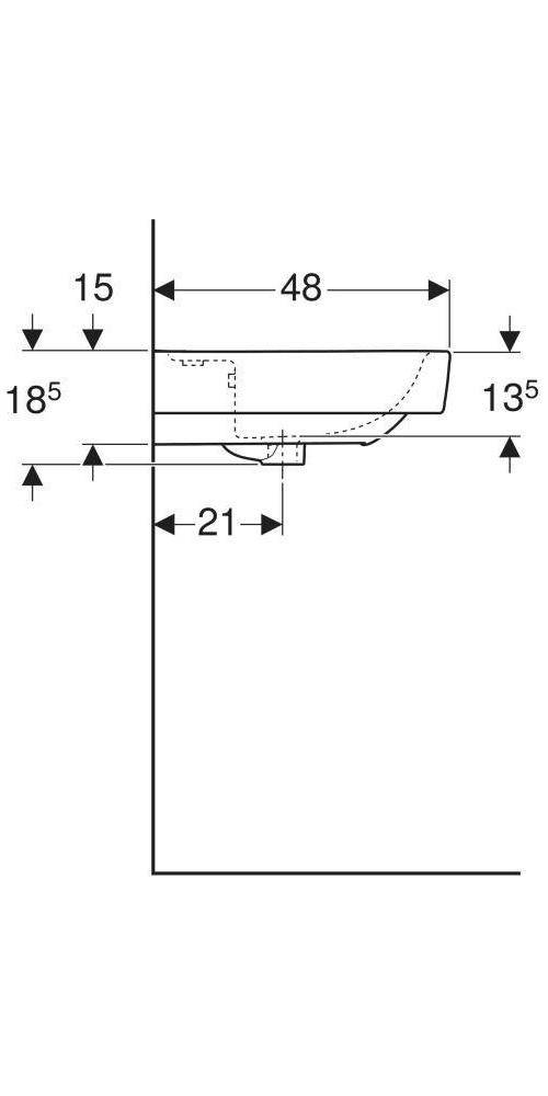 Geberit Waschtisch RENOVA PLAN mit Hahnloch mit Überlauf 850x480mm weiß