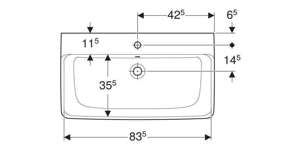 Geberit Waschtisch RENOVA PLAN mit Hahnloch mit Überlauf 850x480mm