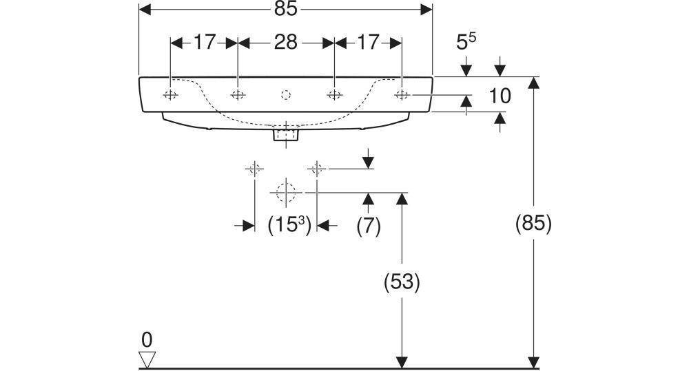 Geberit Waschtisch RENOVA PLAN mit Hahnloch mit Überlauf 850x480mm