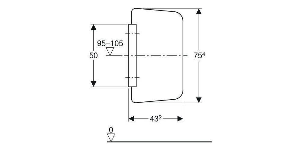 Geberit Urinaltrennwand Glas rechteckig lichtgrau RAL 7035