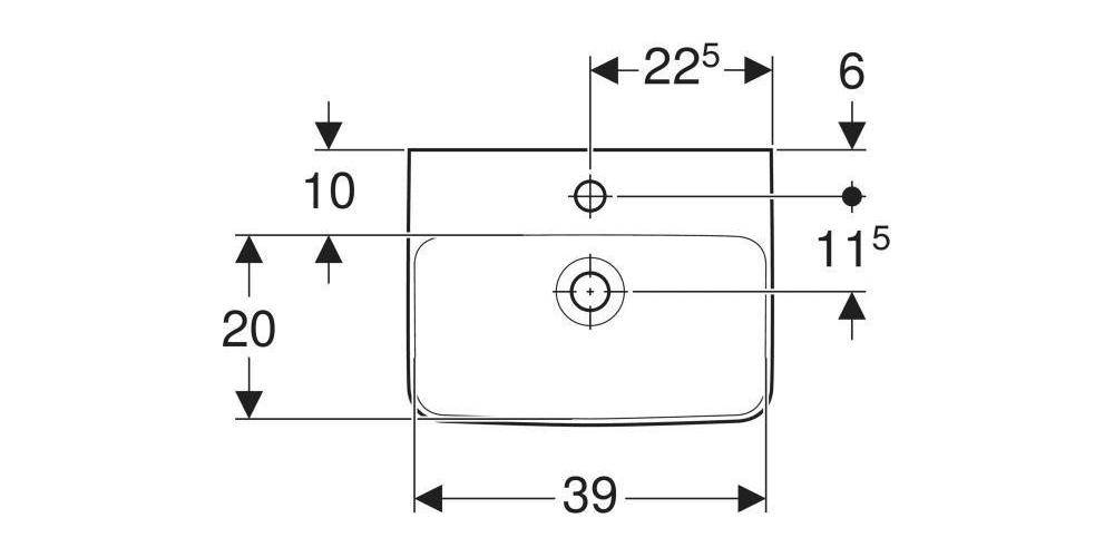 Geberit Handwaschbecken RENOVA PLAN 450x340mm mit Hahnloch mit