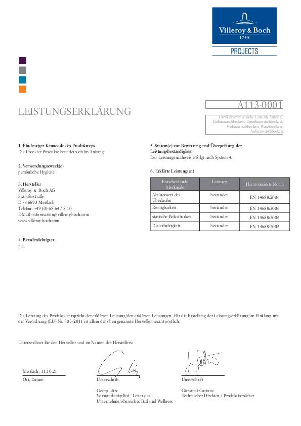Villeroy & Boch V&B Handwaschbecken AVENTO 360x220mm Becken li HL re