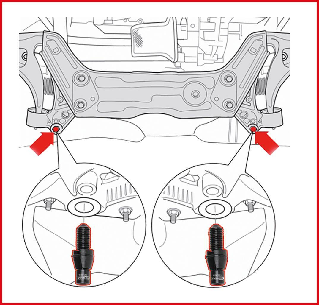 KS TOOLS VAG Fixierbolzen-Satz für Hilfsrahmen M12 x 1,5, 4-tlg
