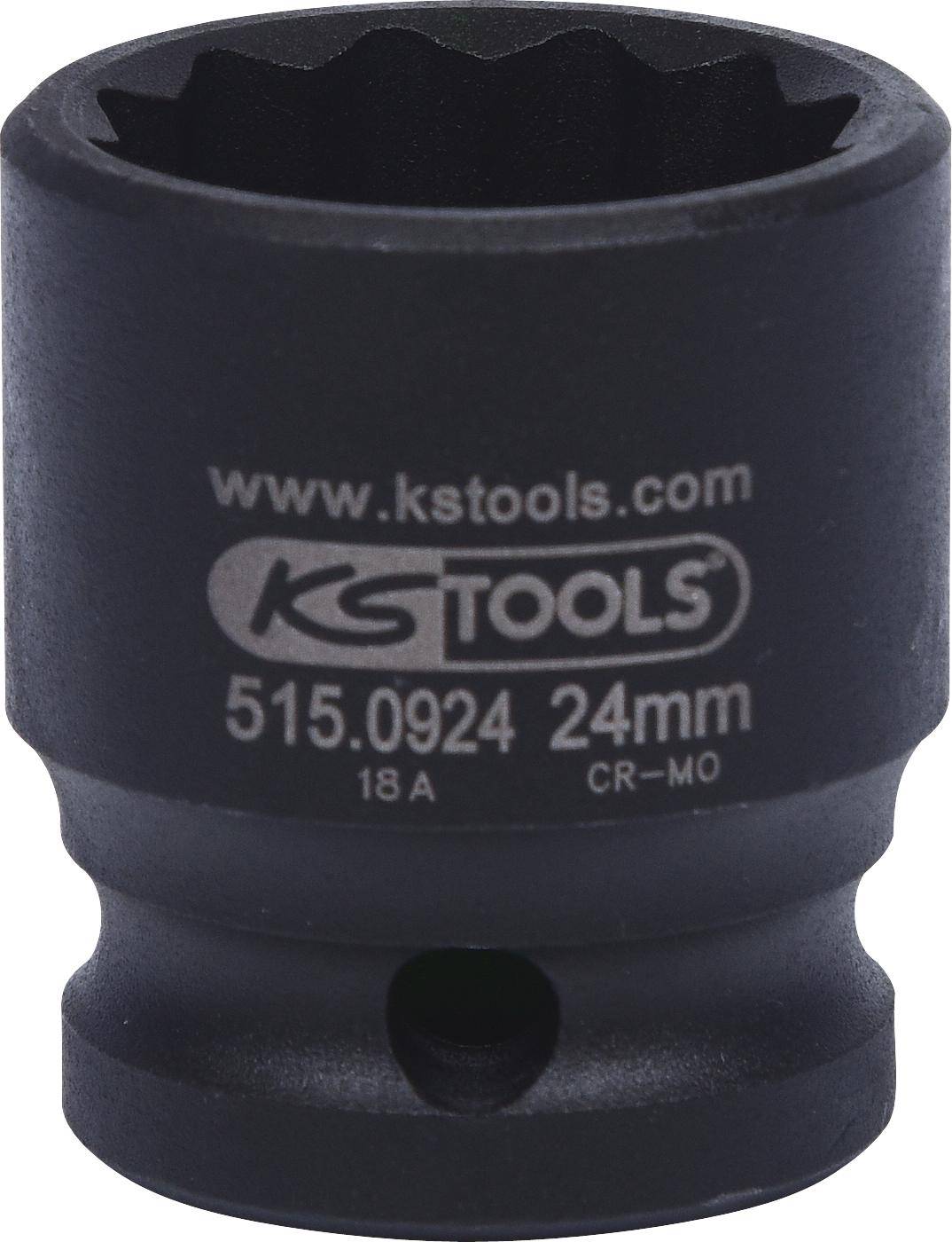 KS TOOLS 1/2" 12-kant-Kraft-Stecknuss, kurz, 24mm