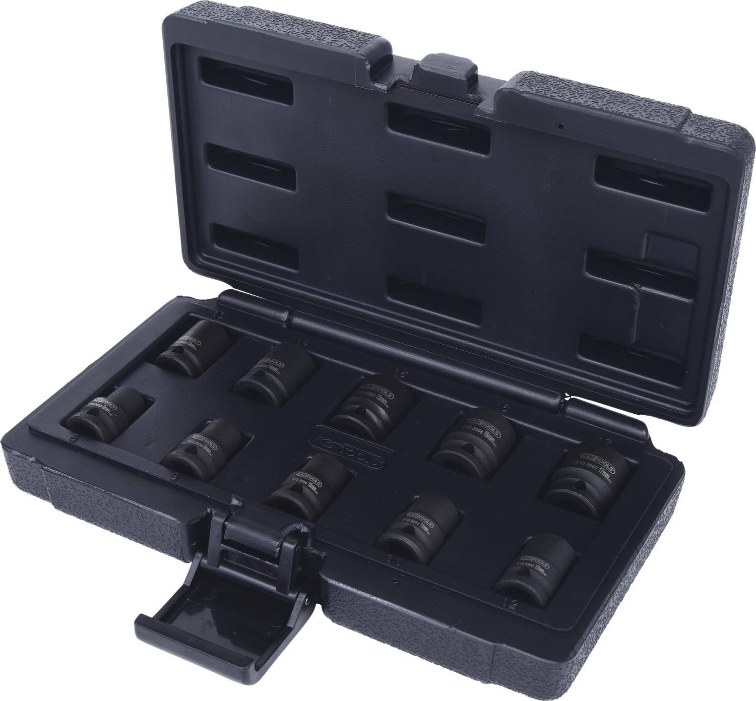 KS TOOLS 3/8" 12-kant-Kraft-Stecknuss-Satz, kurz, 10-tlg