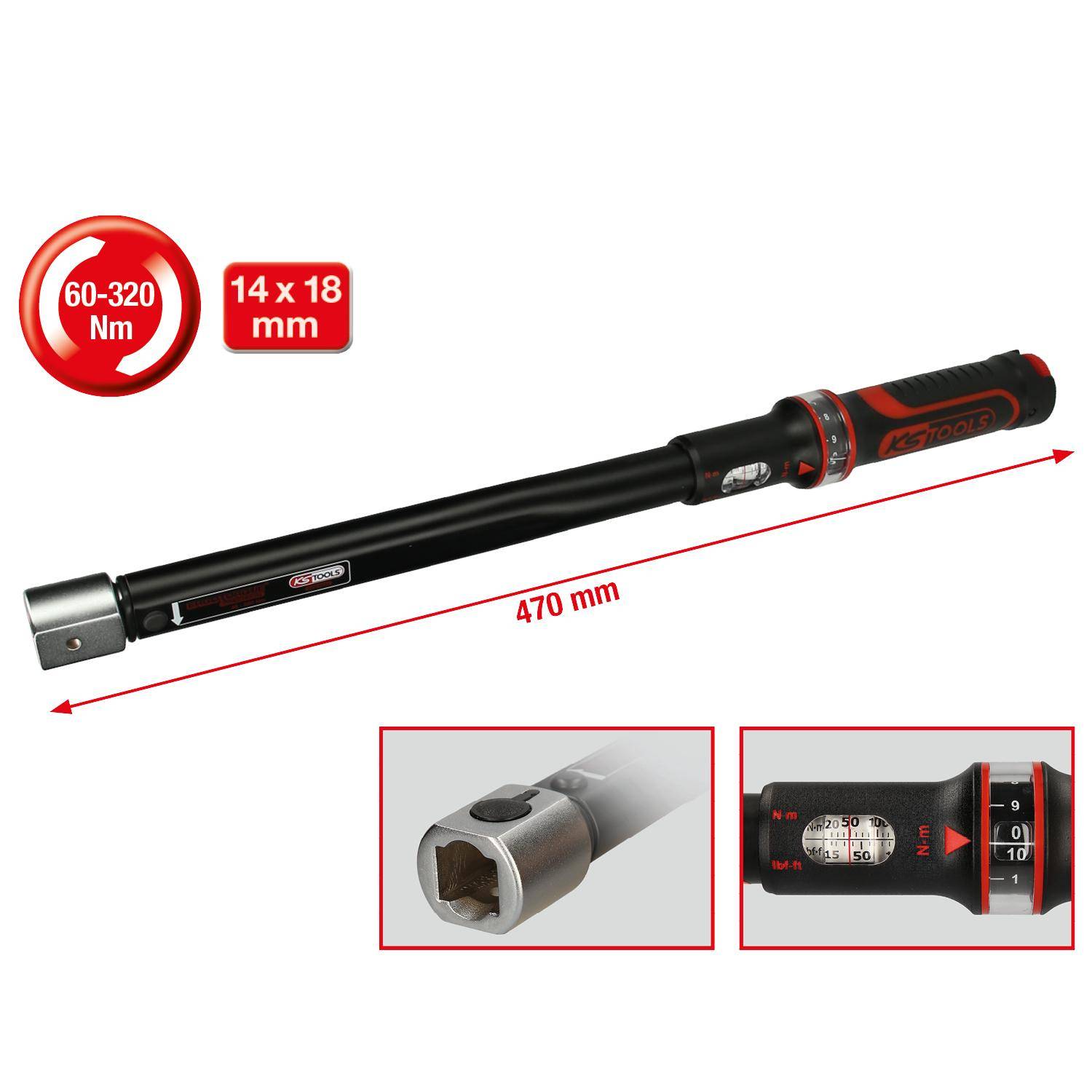 KS TOOLS 14x18mm ERGOTORQUEprecision Einsteck-Drehmomentschlssel,