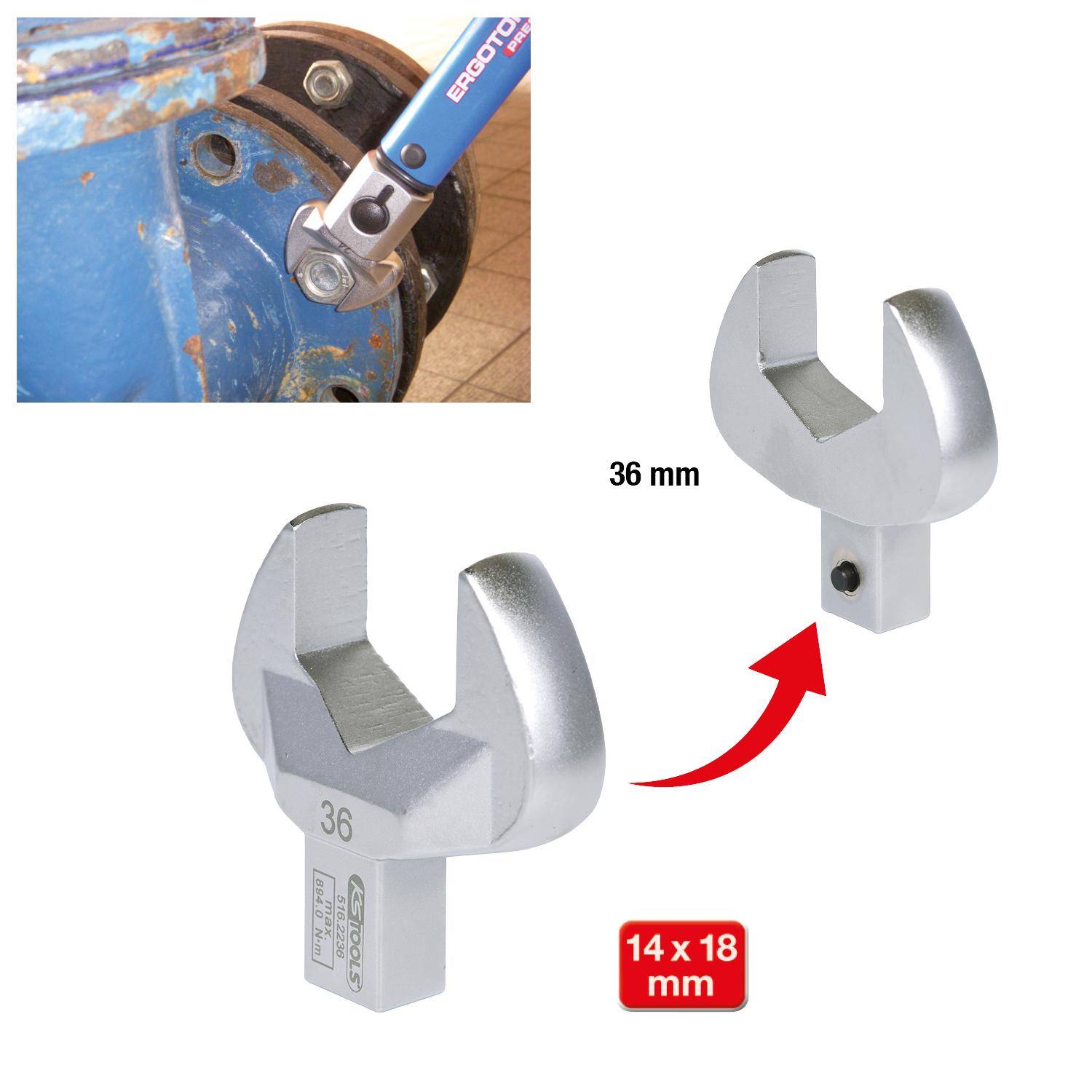 KS TOOLS 14x18mm Einsteck-Maulschlüssel, 36mm