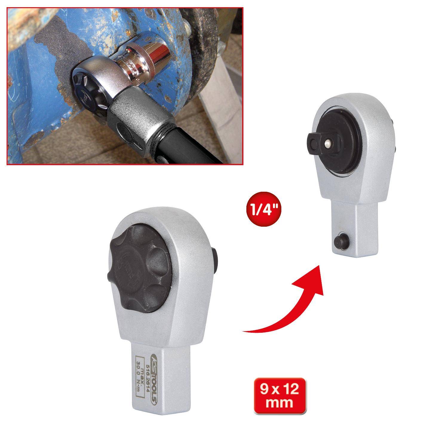 KS TOOLS 9x12mm Einsteck-Umschaltknarre, 1/4"