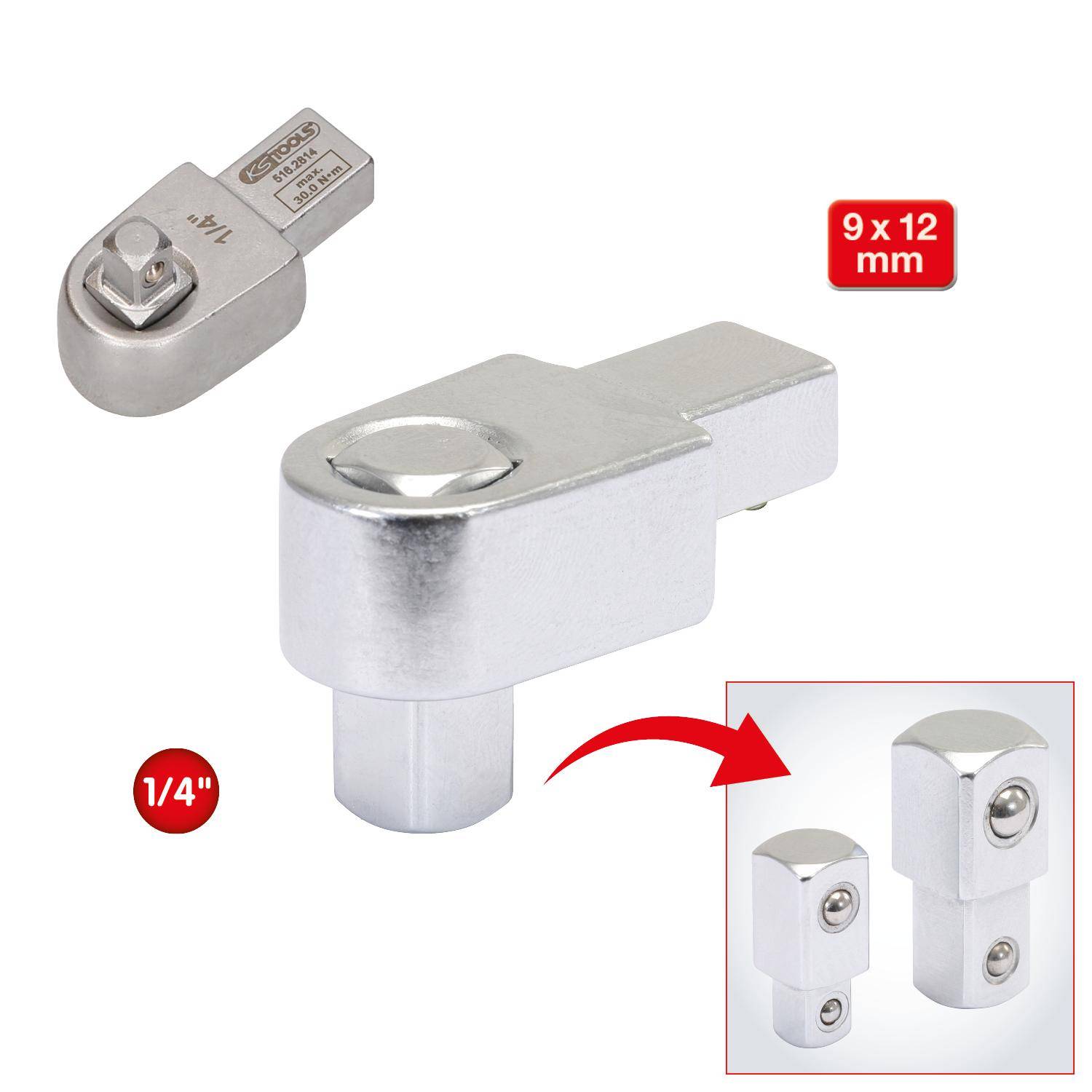 KS TOOLS 9x12mm Einsteck-Vierkant, 1/4"