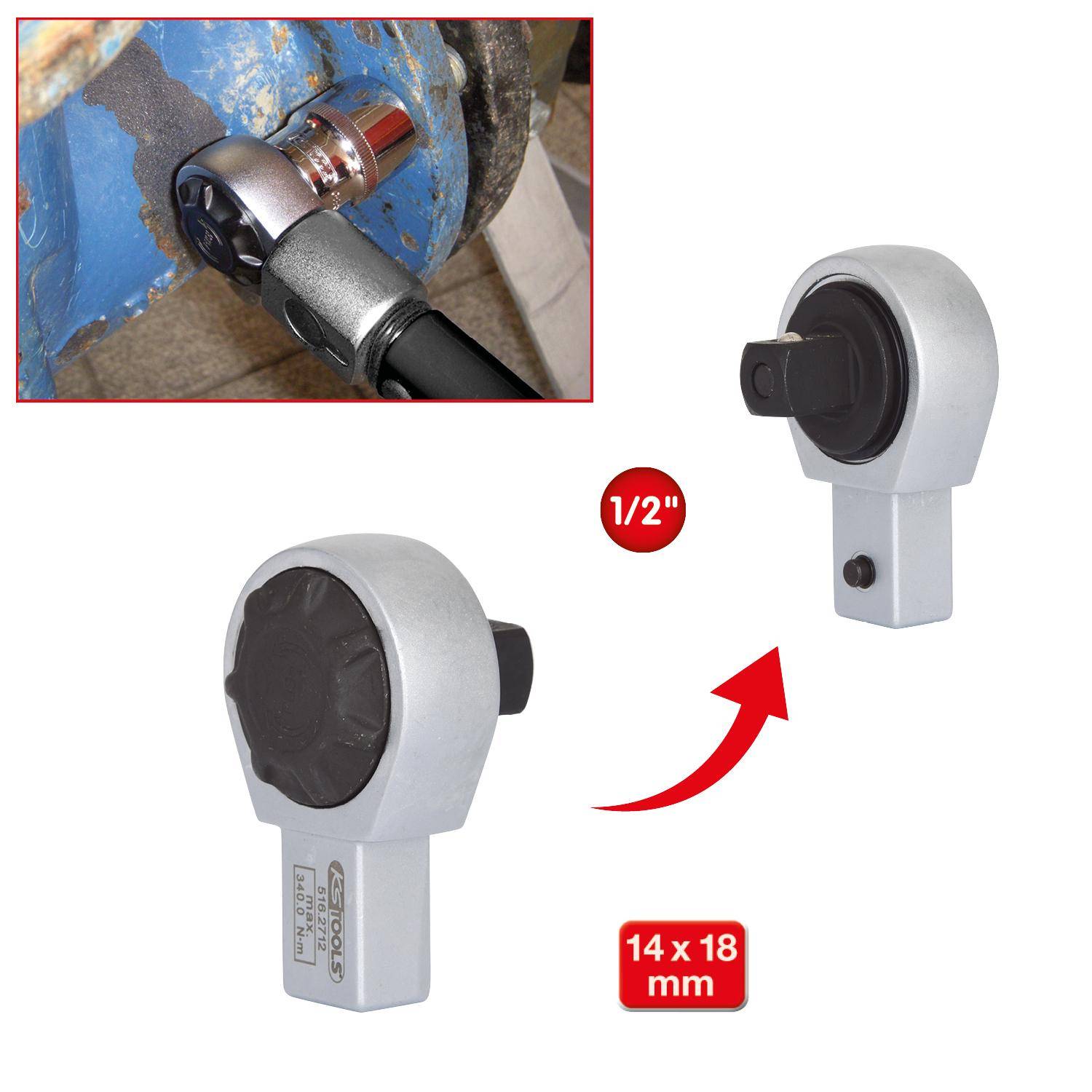 KS TOOLS 14x18mm Einsteck-Umschaltknarre, 1/2"