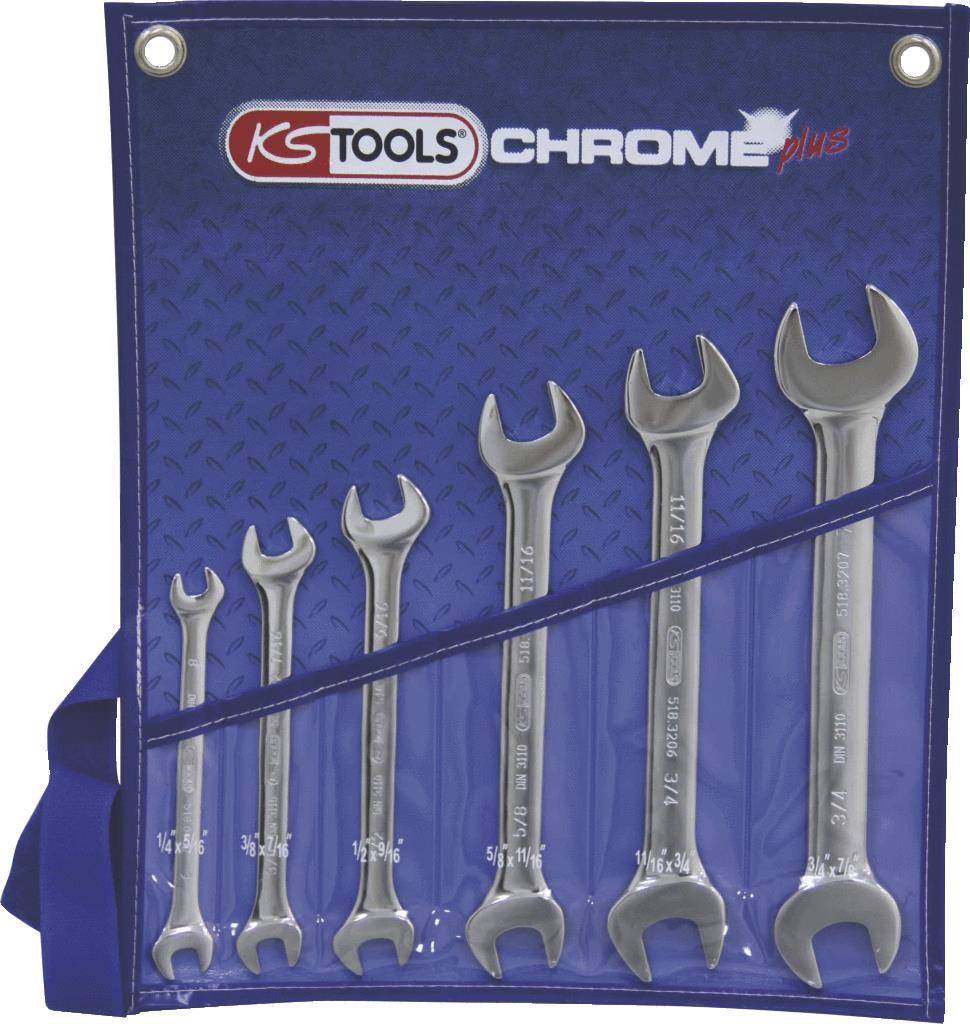 KS TOOLS CHROMEplus Doppel-Maulschlüssel-Satz, 6-tlg