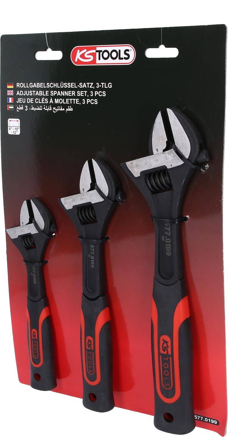 KS TOOLS Rollgabelschlüssel-Satz 2-Komponentengriff, 3-tlg