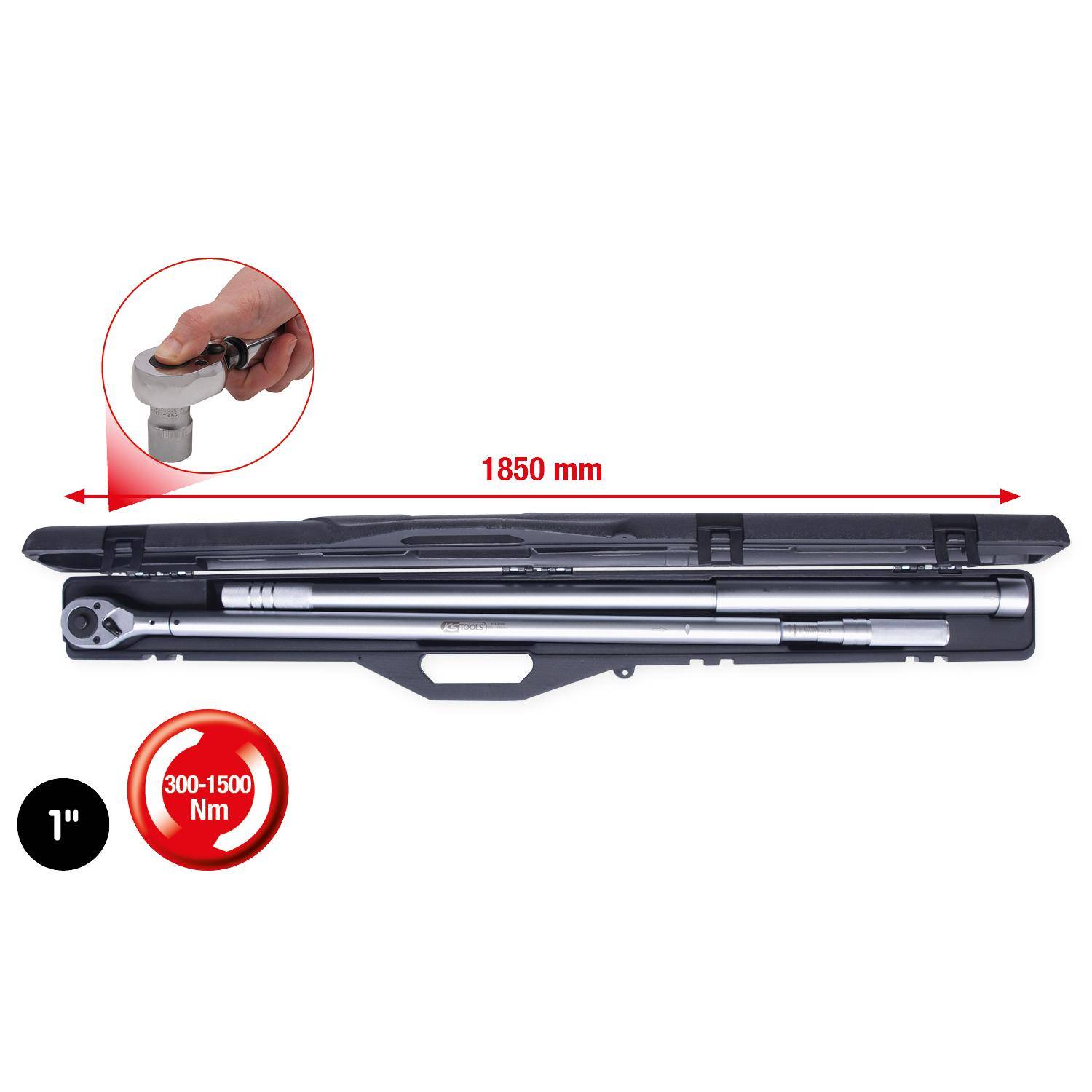 KS TOOLS 1" Industrie Drehmomentschlssel,umschaltbar, 300-1500Nm