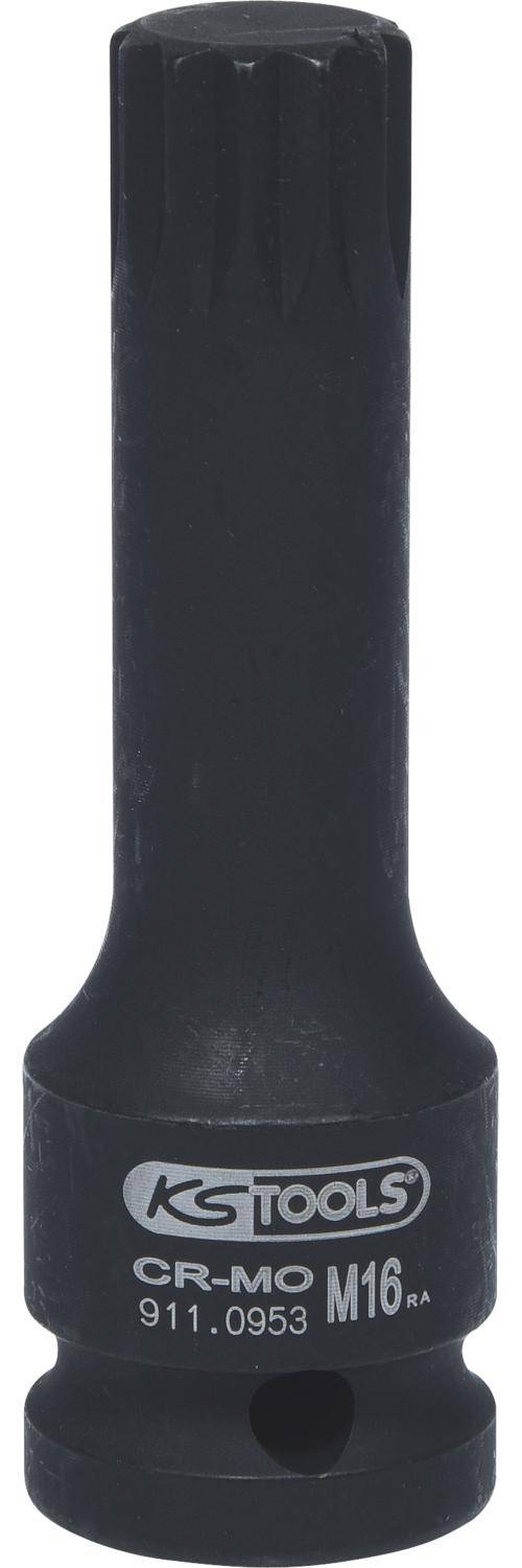 KS TOOLS 1/2" Kraft-Bit-Stecknuss Vielzahn, lang, M16