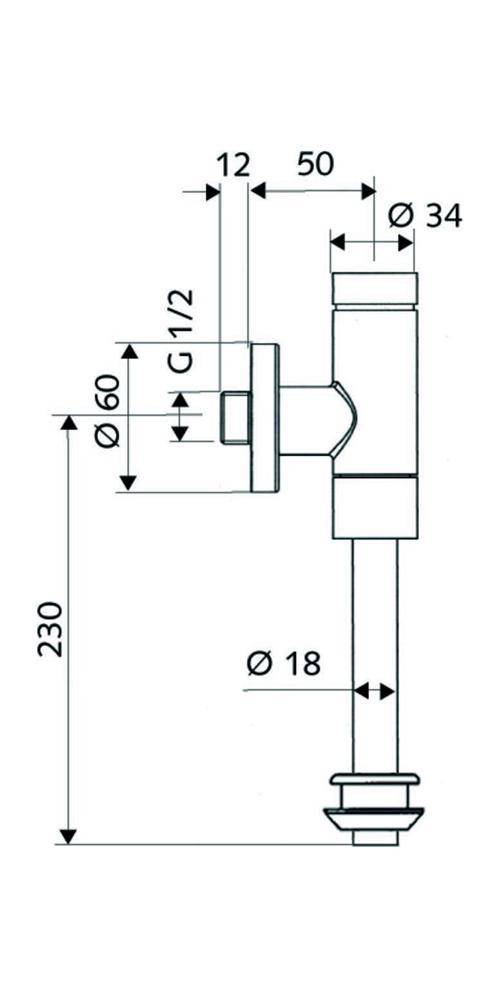 SCHELL Urinal-Drucksp. OMAT Bas SV 1/2Zoll, mit Serviceabsperrventil