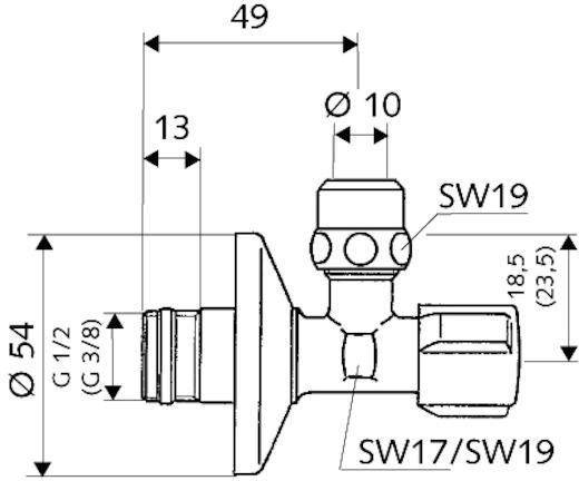 Schell Eckregulierventil COMFORT chrom, mit ASAG 3/8Zollx3/8Zoll