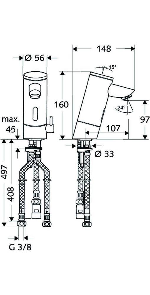 SCHELL Elektronische WT-Armatur PURIS E Typ ND-M, Batteriebetrieb