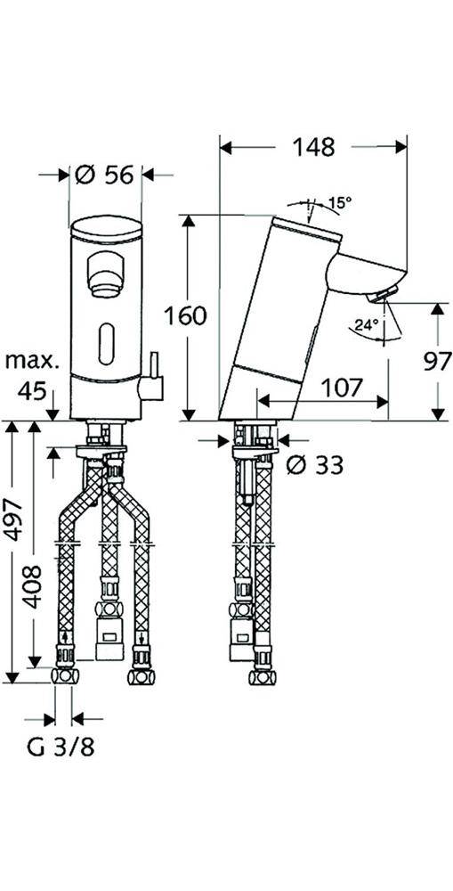 SCHELL Elektronische WT-Armatur PURIS E Typ ND-M, Batteriebetrieb