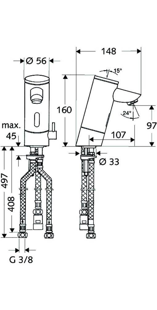 SCHELL Elektronische WT-Armatur PURIS E Typ ND-M, Batteriebetrieb