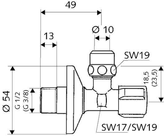 Schell Eckregulierventil COMFORT chrom, ohne ASAG 3/8Zollx3/8Zoll