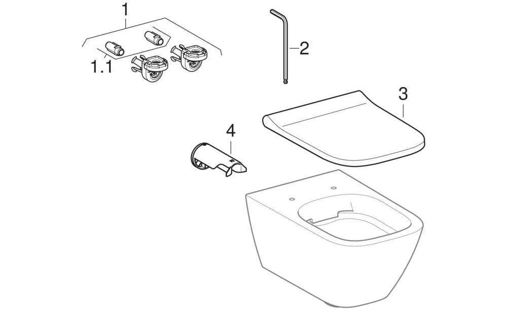 Geberit Wand-Tiefspül-WC SMYLE Square Rimfree geschl. Form mit