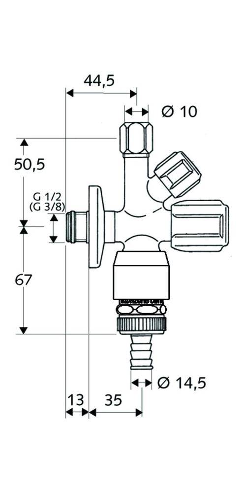 SCHELL Kombinations-Eckventil COMFORT chrom, mit Rohrbelüfter 1/2Zoll