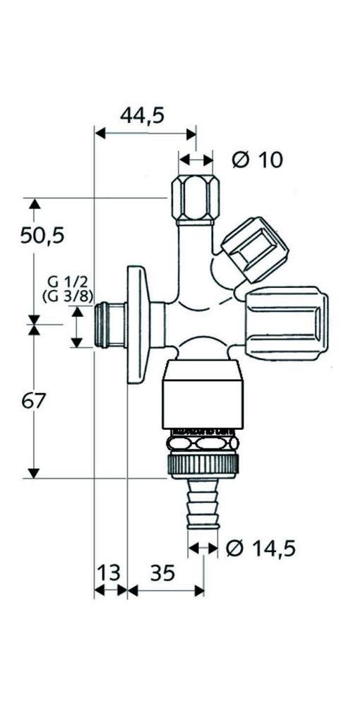 SCHELL Kombinations-Eckventil COMFORT chrom, mit Rohrbelüfter 1/2Zoll