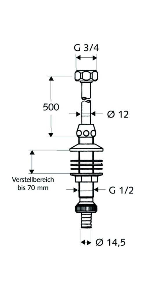 SCHELL Spülengarnitur 1/2Zollx12mm Verstellbereich bis 70mm ch