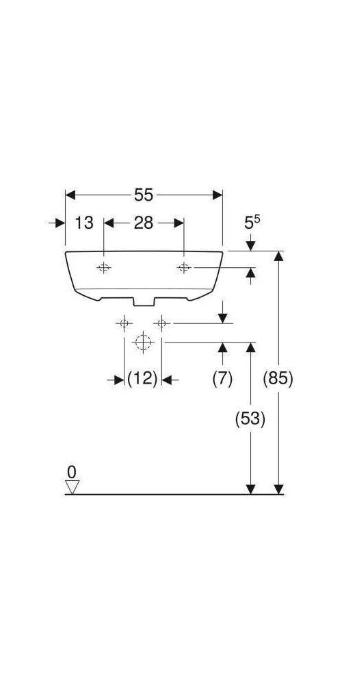 Geberit Waschtisch RENOVA mit Hahnloch mit Überlauf 550x450mm weiß