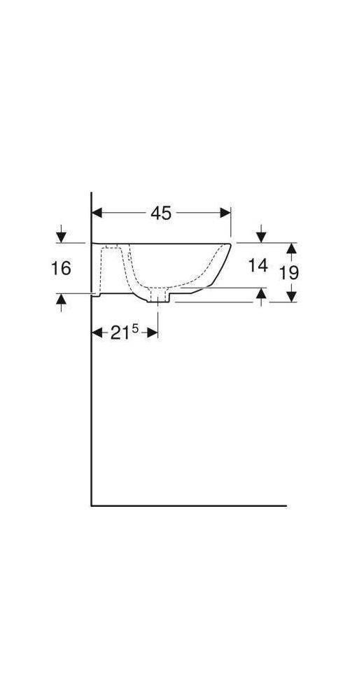 Geberit Waschtisch RENOVA mit Hahnloch mit Überlauf 550x450mm weiß