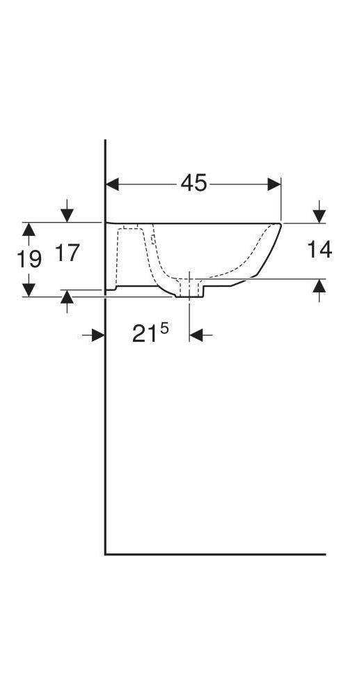 Geberit Waschtisch RENOVA mit Hahnloch mit Überlauf 550x450mm weiß