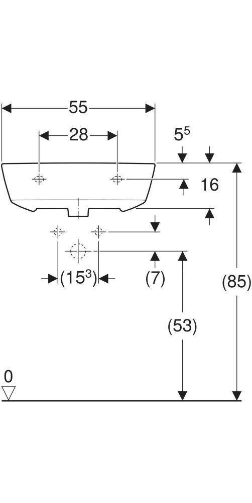 Geberit Waschtisch RENOVA mit Hahnloch mit Überlauf 550x450mm weiß