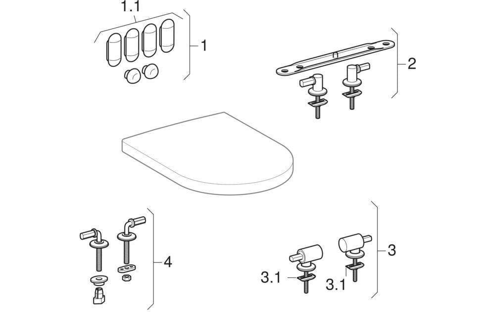 Geberit Wand-Tiefspül-WC RENOVA mit Spülrand, mit WC-Sitz weiß