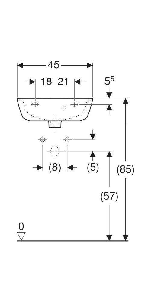Geberit Handwaschbecken RENOVA mit Hahnloch mit Überlauf 450x360mm