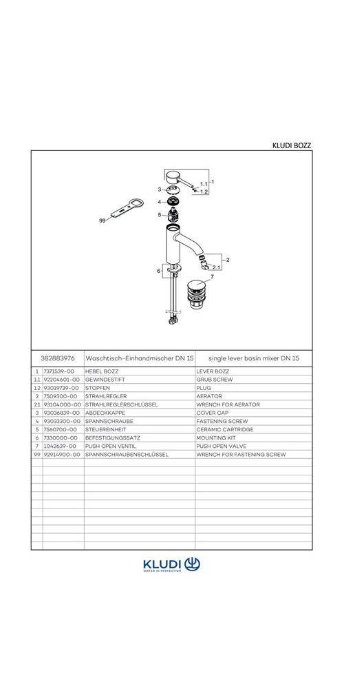 Kludi Waschtisch-Einhandmischer BOZZ DN 15 ma-sw