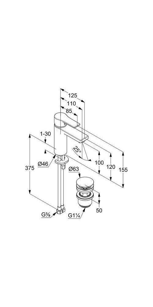 Kludi Waschtisch-Einhandmischer ZENTA SL DN 15 chr