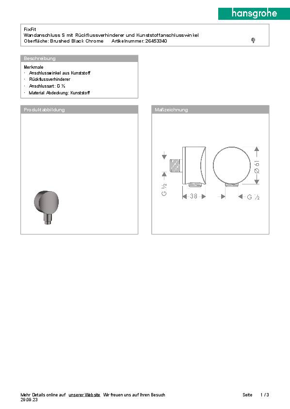 Schlauchanschluss HANSGROHE