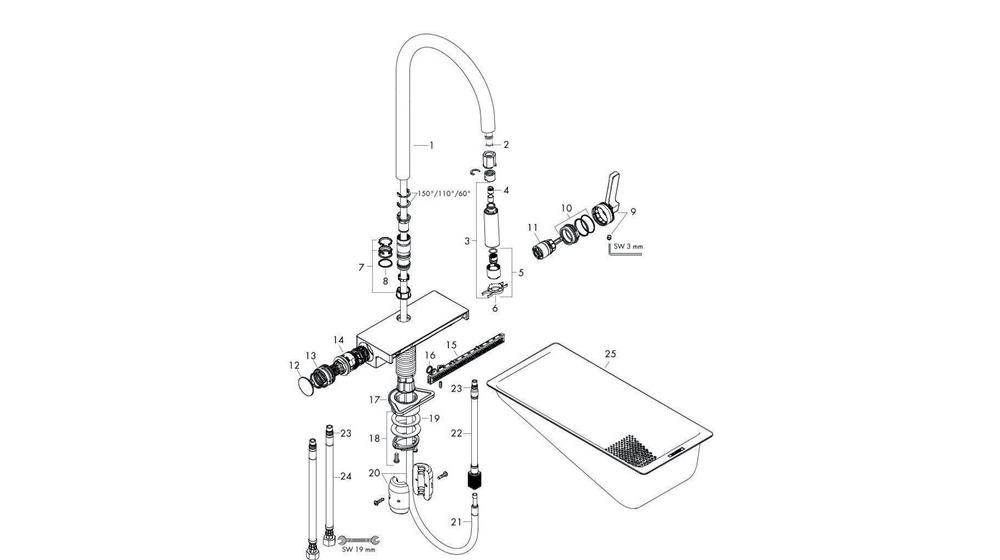 hansgrohe HG Einhebel-Spültischmischer AQUNO Sel 1 DN 15, mit