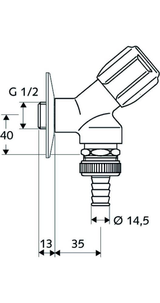 SCHELL Geräteschrägsitzventil COMFORT chrom, mit RFV und RB 1/2Zoll