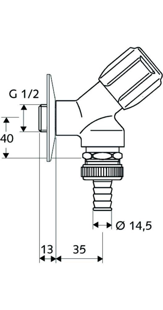 SCHELL Geräteschrägsitzventil COMFORT chrom, mit RFV und RB 1/2Zoll