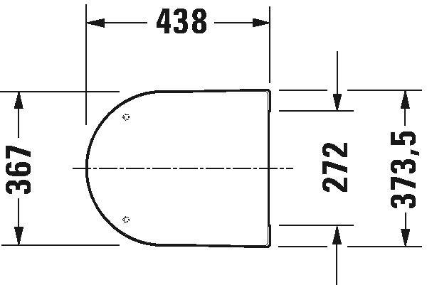 Technische Zeichnung eines Teils mit abgerundeten Enden und rechteckiger Form mit markierten Abmessungen: 438 Länge, 367 Breite links, 373,5 Gesamthöhe und 272 Höhe rechts.