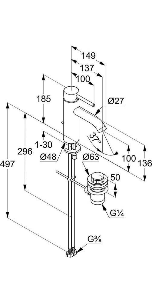 Kludi Waschtisch-Einhandmischer BOZZ DN 15 chrom