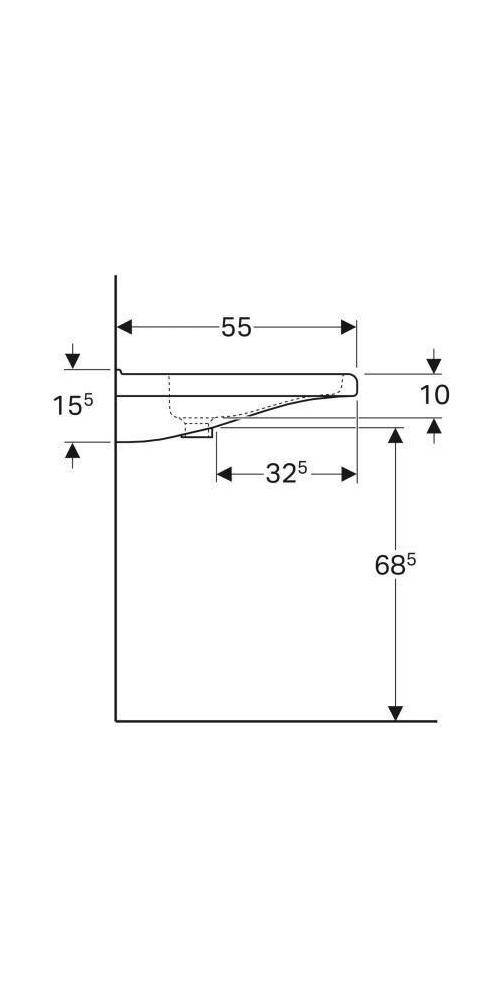 Geberit Waschtisch RENOVA COMFORT Square barrierefr m HL m ÜL