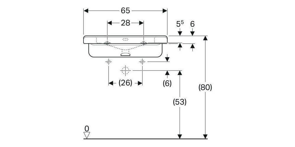 Geberit Waschtisch RENOVA COMFORT Square barrierefr m HL m ÜL