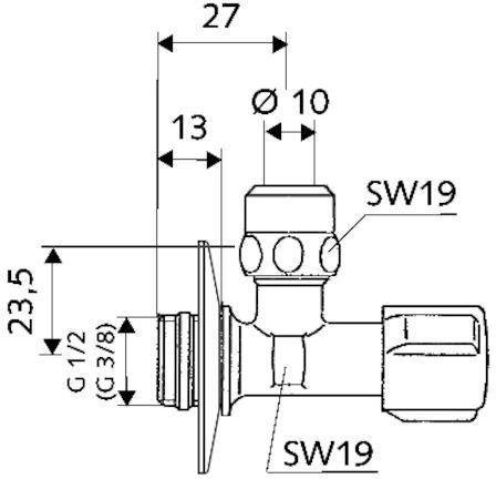 Schell Eckregulierventil COMFORT chrom, kurze Bauform 3/8Zollx3/8Zoll