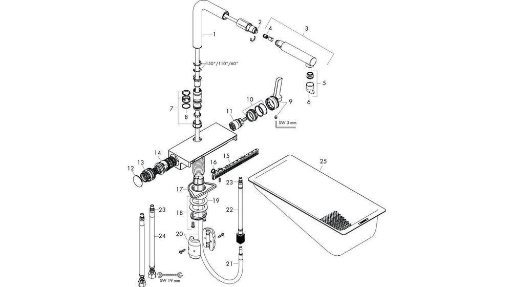 hansgrohe HG Einhebel-Spültischmischer AQUNO Sel 2 DN 15 m